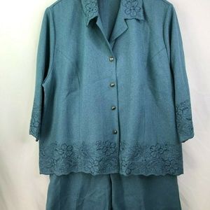 NWT Alfred Dunner Woman Blue 2 Piece Pants Set